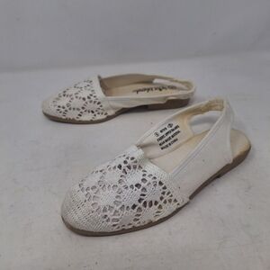 Spice Island White Eyelet Lace Fabric Flats Slingback Cottagecore Beachy Size 5
